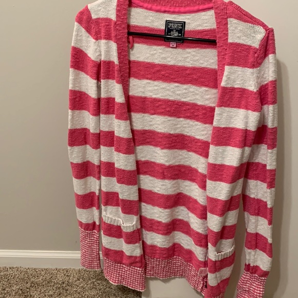 Victoria’s Secret Pink & White striped cardigan - size XS - Picture 1 of 4
